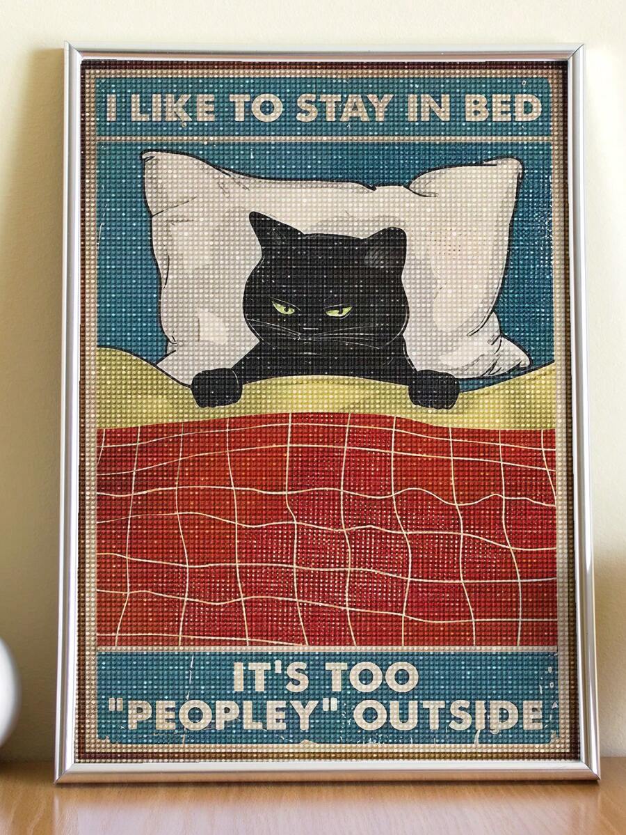 | 5D DIY Diamond Painting | Animal Wall Art Diamond, 5D DIY Embroidery Mosaic Art Of A Kitten Who Loves To Sleep In Bed. DIY Diamond Art Kit, Relaxing Diamond Painting, DIY Skill And Concentration Exercises, The Perfect Gift Diamond Painting.