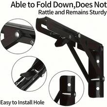 TAIMASI Heavy-Duty Folding Shelf Brackets - Space-Saving Wall-Mounted Design For Tables & Workbenches | Includes Mounting Screws - Seasonal Solution For: • Labor Day Workshop Upgrades • Thanksgiving Extra Serving Space • Christmas Gift For DIY Enthusiasts • New Year's Home Improvement Goals - 黑色 - 查看 5