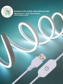 1m/2m/3m/4m/5m LED Touch Flexible Neon Light Strip, USB Dimmable Decorative Lighting Strip, Suitable For Bedroom, Living Room, Vanity Mirror, Bathroom, Patio, Party, Home, Bar, Outdoor DIY Decoration