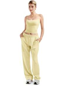 Suuksess Women Sexy Square Neck Tank Top Summer Y2K Going Out Basic Cami Shirt