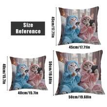 MEMNUN 1个/2个 17.7*17.7英寸(45*45厘米)/19.69*19.69英寸(50*50厘米)/15.75*15.75英寸(40*40厘米) [单面印花] 猫咪玩手机图案涤纶枕套，家居装饰靠垫套，适用于床、沙发、汽车，适合日常使用或高端简约自用，客厅、卧室、床头板 [不含枕芯] - 彩色 - 查看 4
