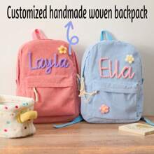 Zaino personalizzato con nome, zaino campus di colore solido, zaino in velluto a coste personalizzato, zaino ricamato, zaino per il ritorno a scuola, zaino personalizzato, borsa personalizzata, regalo, zaino, borsa ricamata personalizzata, zaino con singola lettera