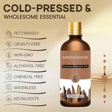 100ml/30ml 大瓶装优质檀香精油，100% 纯天然，适用于扩香器、加湿器、自然风格 | 滋养油，节日礼物 - 檀香木 - 查看 3