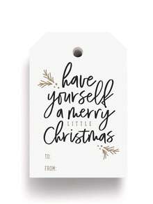 50个/包 圣诞快乐迷你标签，金色和黑色，非常适合节日、派对和庆祝活动 - 是完美的节日礼物！ - 白色 - 查看 3