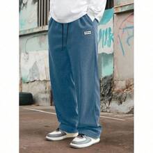 Men's Solid Color Casual Everyday Trousers Men's Streetwear Pants, Boy Friend Gifts, Back To School - 藍色 - 查看 1