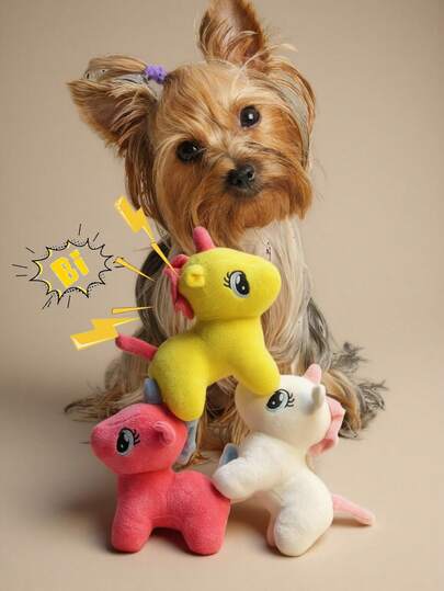 1 pieza Muñeco de peluche parlante para mascotas, muñeco de peluche interactivo de unicornio de dibujos animados, muñeco de peluche de animal de compañía (solo para uso de mascotas)