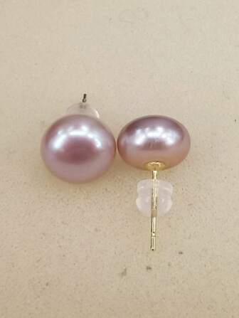 1 Pair 9-9.5mm Natural Freshwater Pearl S925 Silver Stud Earrings