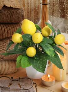 1pc/3pcs Lemon Potted Plant,PP Pot,PE Material,Green,Yellow,Gift,Table Decoration,Home Decoration,Garden Decoration,School Dormitory Office Decoration,Outdoor Party Event Holiday Birthday Party Decoration,Home Door Hotel Restaurant Living Room Bedroom Wedding Kitchen Garden Decoration,Suitable For Valentine's Day,Spring/Summer Decoration,Spring Festival Decorative Ornaments,Green Decoration Back To School Room Decor School Supplies