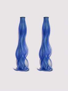 2pcs/Set Children Colorful Hair Extension Clips, Curly Wave Hair Clip For Kids Cosplay, Party, Holiday And Daily Wear, Fashion Gift For Girls