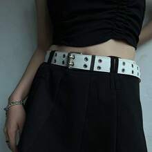 1pc Punk Style Eye Decor Waist Belt, Unisex Hip Hop PU Leather Belt Fall, Autumn, Halloween - White - View 9