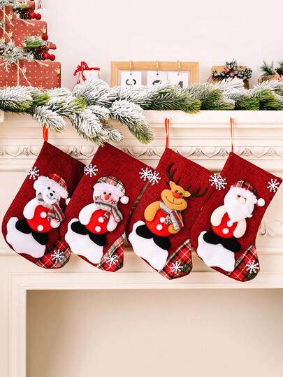 1个圣诞礼物袜，圣诞礼物糖果袋，可用于赠送、场景装饰、节日装饰、家居装饰、办公室装饰、圣诞礼物、主题派对装饰、圣诞装饰、圣诞礼物袜、圣诞装饰品、冬季房间装饰