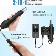 ILIBILIB 600W Quick Heat Constant Temperature, Precise Temperature Control Rework Soldering Station 2-In-1 Hot Air Gun Soldering Iron Kit - UK Plug(220-240V) - View 6