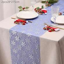 2pcs/Set Christmas Gold Snowflake Table Runner 11*197 Inches, Shiny Gold Foil Decor For Christmas, Holidays, Home, Party, Kitchen, Daily Use, DIY
