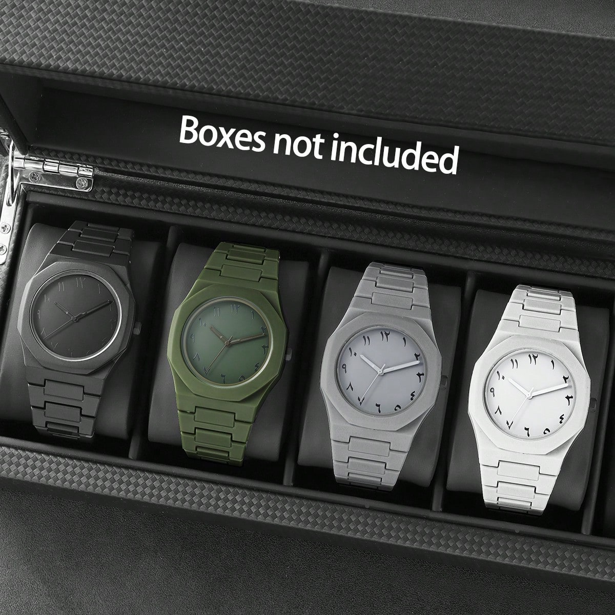 Set de 4 relojes deportivos de estudiantes, relojes de cuarzo con esfera digital de moda casual, mejor regalo para el padre en Navidad, Año Nuevo, D?