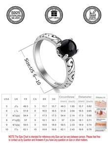 1 件 S925 纯银复古黑玛瑙珠戒指，几何图案情侣戒指，适合日常佩戴、婚礼誓言、情人节、母亲节、音乐节礼物，附赠礼盒 - 復古原子款 - 查看 11