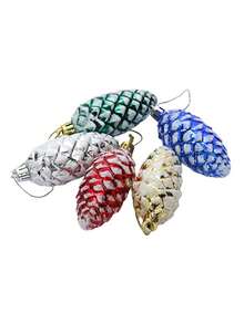 5pcs /Set Plastic Pine Cone Balls, Colorful Hanging Pendants, Festive Christmas Ornament, Small Tree Decorations, Christmas Party Decor Supplies, Holiday Supplies, Christmas Decor, Christmas Supplies Home Decor Christmas Decorations Room Decor Winter