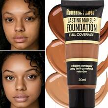 Romantic Flower 1pc 30ml Full Coverage Natural Matte Oil-Control Foundation, Long-Lasting Non-Transfer Makeup Base