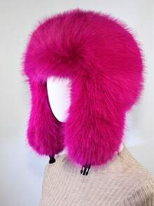 1pc Thick Faux Fox Fur Trapper Hat, Hat And Scarf Set Suitable For Autumn/Winter Outdoor Activities, Warm & Versatile For Hiking, Skiing, Cycling And Daily Wear, Retro Acrylic Bucket Hat, Fleece Lined Aviator Hat, Halloween Gift