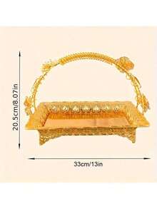 优雅金属水果零食篮，多功能复古风格托盘，带把手，耐用长方形餐盘，适用于厨房、客厅和酒店装饰，也可用作节日派对娱乐装饰的咖啡托盘。 - 彩色 - 查看 6