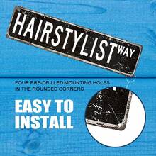 Vintage "Hair Stylist Way" Metal Sign - 10.01cm X 40.01cm Iron Wall Hanging Decorative Plaque, Rustic Distressed Design With Black Lettering, Perfect For Home, Salon, Bar, Garage, Indoor/Outdoor Use, Bar Signage | Vintage Wall Plaque | Rustic Finish, Metal Wall Art Decor - 彩色 - 查看 6