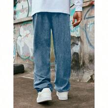 Men's Solid Color Casual Everyday Trousers Men's Streetwear Pants, Boy Friend Gifts, Back To School - 藍色 - 查看 2
