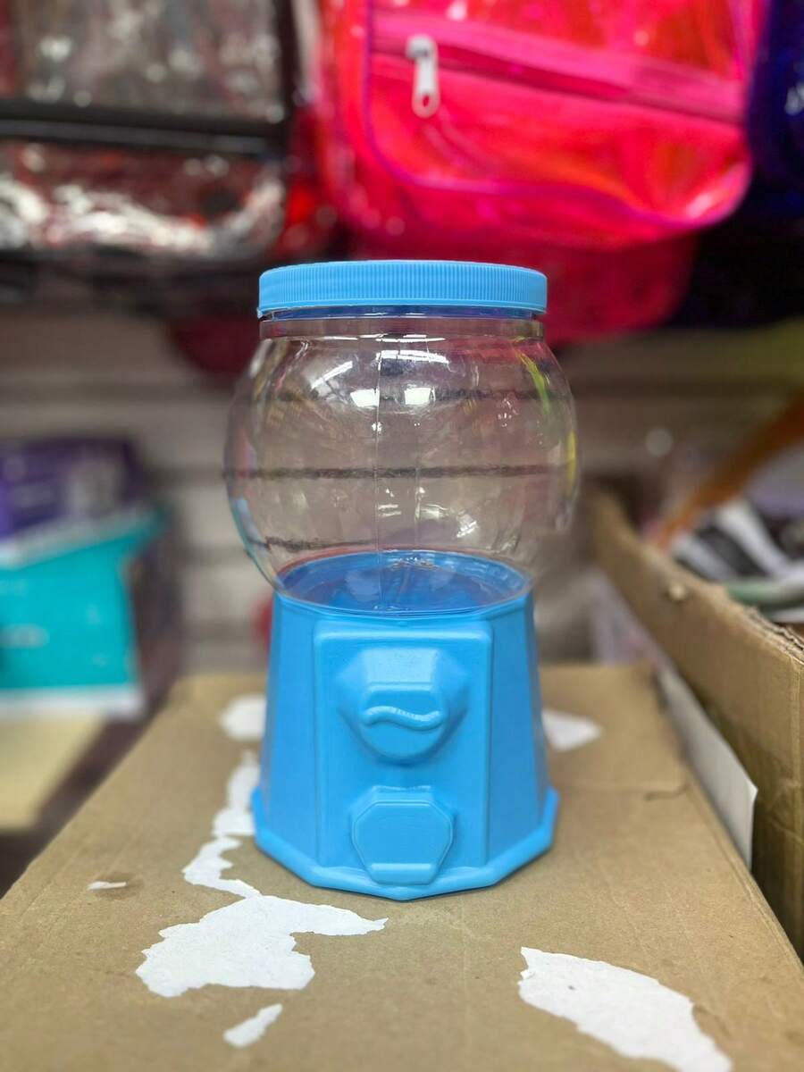 Chiclera sin mecanismo, centro de mesa, dulcero, alcancía, bebida para fiestas celebraciones especiales, accesorio decorativo para cumpleaños bodas mesas temáticas, fácil de instalar, multiusos moda deco fiesta infantil y juvenil - Azul - Ver 1