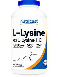 Nutricost L-Lysine 1000mg Per Serving, 250 Servings, 500 Capsules - Gluten Free, Non-GMO, 500mg Per Capsule | L-Lysine Supplement, Amino Acid, Non-GMO, Gluten Free, Nutricost, Premium Quality - 其他 - 查看 1
