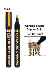 Liquid Gold Chrome Markers, Permanent Reflective Metallic Gold Paint Pen, High Gloss Car DIY Model Painting, Touch Up Repair Kit For Plastic Metal Glass Fabric Ceremic Resins(Gold/Silver/Red Gold/Copper Gold)