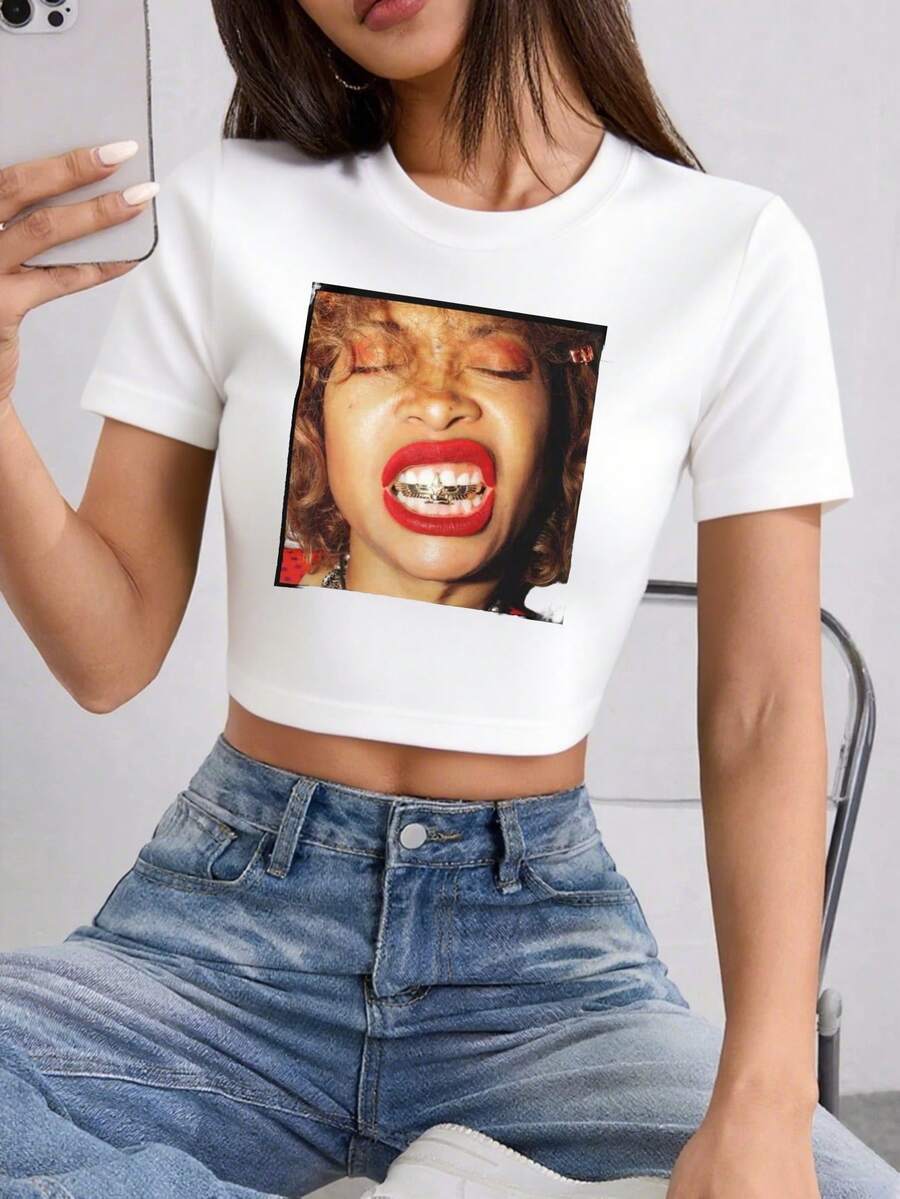 Women's Erykah Badu Woman Crop Top T-Shirt Stylish Comfortable Tees - 白色-3 - 查看 1