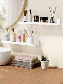 Acrylic Floating Shelves - 2 Packs Organizer Wall Rack For Bathroom, Bedroom Or Kitchen - Easily Installs With Adhesive (No Drilling Required) Or Screws (Drilling Required) - Modern Shelving - Multicolor - View 4