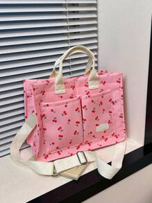 秋冬毛绒灯芯绒印花实用手提包、单肩包、尿布包、午餐包、大容量手提包、公文包