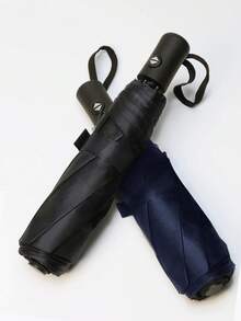 1pc Fully Automatic Black Umbrella, Windproof Sun Protection Umbrella, UV Blocking Reverse Folding Compact Umbrella, Business Umbrella For One Person For School,Office,Household,Travel (Fabric Cover, Rib Color, And English Letter Pattern Design Randomly Assorted) Summer Cooling,Beach,Travel - Multicolor - View 9