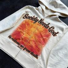 Men's Street Casual Hoodie Printed With Rhinestones, Long Sleeved Pullover Hoodie, Retro Jacket, Street Y2k - trắng - Xem 3