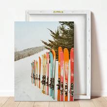 1 pezzo, Quadro da parete in tela, Decorazione da parete incorniciata, Sci moderno e colorato, Decorazione da parete per pista da sci, cartellone da sci invernale, Decorazione per la casa vintage con snowboard, Decorazioni natalizie, Decorazione natalizia con scena invernale e neve, Decorazione per camera, Decorazione per dormitorio, Decorazione per bagno, Decorazione per camera da letto, Decorazione per ufficio, Decorazione per soggiorno, Regalo per appassionati di sci - Multicolore - Visualizzare 5