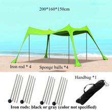 Cort pliabil portabil automat, cort de plajă cu protecție UV UPF 50+, adăpost solar, baldachin portabil cu 4 saci de nisip, stâlpi și frânghii anti-vânt pentru camping, curte, picnicuri, plajă și întâlniri în aer liber, adăpost solar pentru cort de plajă, adăpost pentru curte, elemente esențiale pentru picnic, suport robust pentru stâlpi, cort de plajă pliabil automat, protecție UV, cort de camping