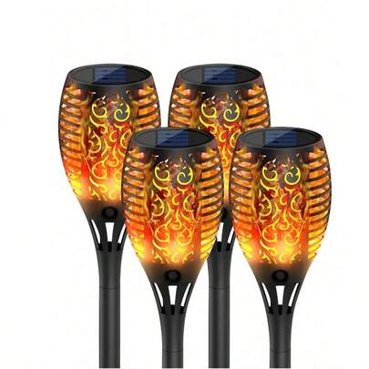 4-Pack LED Lights Solar Outdoor Lights Flame Effect Stakes Garden Path Flashing