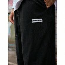 Men's Solid Color Casual Everyday Trousers Men's Streetwear Pants, Boy Friend Gifts, Back To School - 黑色 - 查看 6