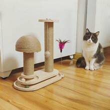 1件装木制互动猫玩具，自然风格四合一设计（含木球和旋转轨道），互动益智，适合猫咪居家玩耍 - 彩色 - 查看 4