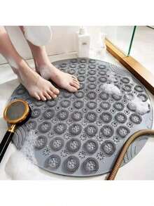 1pc PVE Material Round Crystal Suction Cup, Non-Slip, Vacuum Suction Massage Bath Brush, No Additional Accessories Needed, Round Carpet Bathroom Anti-Slip Mat, Toilet Shower Massage Foot Pad