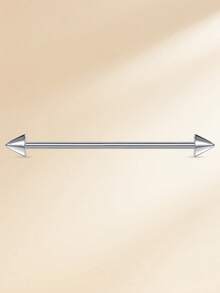 1pc Funky Stainless Steel Spiked 14G Industrial Barbell For Women Men For Daily Decoration, 32/35/38mm Industrial Piercing Jewelry Cartilage Earring Helix Conch Tragus Iindustrial Bar