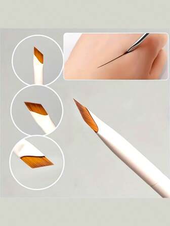 Pincel delineador de ojos blanco en forma de hoz mejorado, pincel de cejas plano angulado ultrafino, pincel delineador de ojos preciso, pincel de maquillaje de ojos blanco portátil