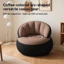 1 件套带靠背充气沙发，便携式快速充气可折叠休闲沙发，PVC 植绒表面，适用于客厅、游戏室、卧室、阳台、阅览室 - 彩色 - 查看 5