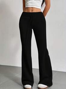 Pantalones deportivos con cintura de cordón y pierna acampanada