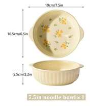 2pcs Set Exquisite Floral Ceramic Plates - Eid Al-Fitr/Eid Al-Adha Supplies, Charming Yellow Flower Design, Perfect For Dining And Decoration - Multicolor - View 20