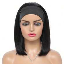 Headband Bob Wig Human Hair Glueless Short Straight Bob Wigs Human Hair For Women None Front Lace Brazilian Virgin Human Hair Wigs Natural Color - Black - View 9