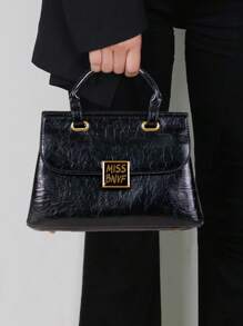 2025 New High-End Fashion Women's Handbag, Retro Burgundy Oiled Wax Leather Luxury Large Capacity Women's Messenger Bag, OL Commuter Style High-Quality Tote Briefcase, Elegant One Shoulder Crossbody Bag, Pleated Soft Leather Lock Unique Niche Design Women Bag - Multicolor - View 4