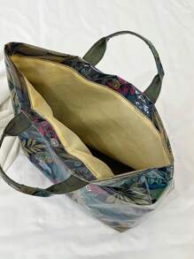 Women's Fashion Handbag, PVC Transparent Tote Bag With Camouflage Pattern, Waterproof Outdoor Casual Bag, Large Capacity Beach Bag, Casual Style, Large Capacity, Fixed Shoulder Strap, Hook & Loop Closure, Polyester Lining, Random Print Design, Suitable For Work And Commuting