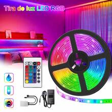 5m tiras LED luces 5050 RGB, tira multicolor para decoración, iluminación flexible para habitaciones, fiestas o muebles, control remoto incluido, instalación fácil y segura, bajo consumo energético, efecto visual dinámico. - Multicolor - Ver 1