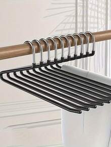 5/10pcs Z-Shaped Open-End Metal Pants Hangers – Non-Slip Trouser & Jeans Hanger, Space-Saving Clothes Organizer Rack For Closet, Back To School Dorm Room & Minimalist Wardrobe Essentials