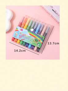 6pcs/10pcs Water-Soluble Large Capacity Colorful Crayon Rotary Drawing Pen, Children's Non-Staining Painting Brush, Oil Painting Brush